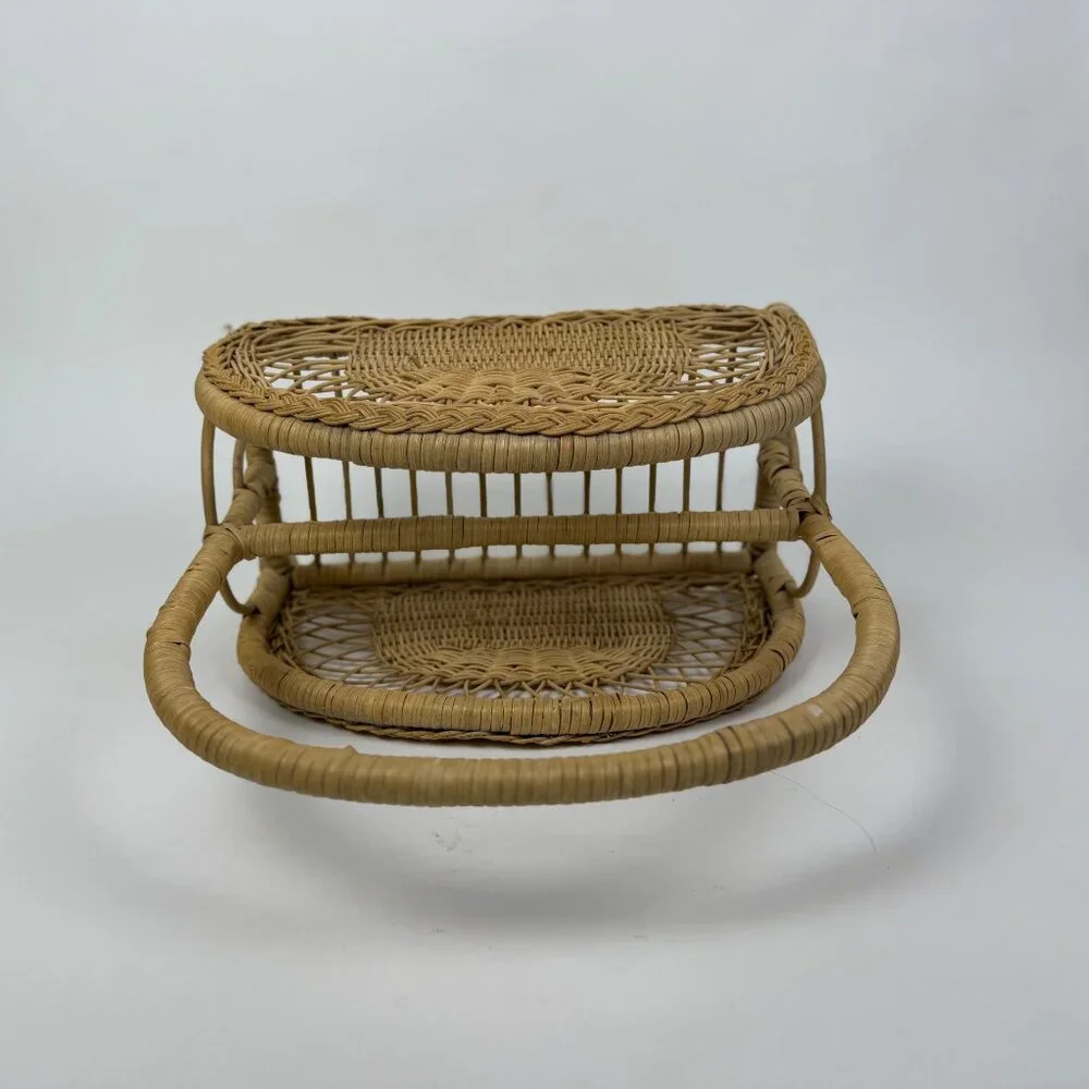 Natural Woven Wicker Rattan Boho Magazine Rack Holder Storage